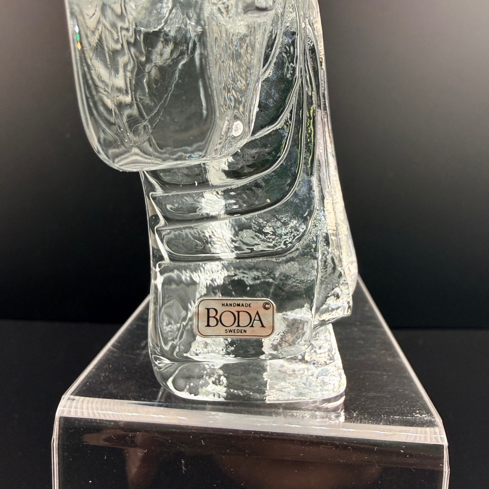 Erik Hoglund Boda Sweden Glass Ram Sculpture Julbock Yule Goat Figurine 6.5" - Picture 7 of 9